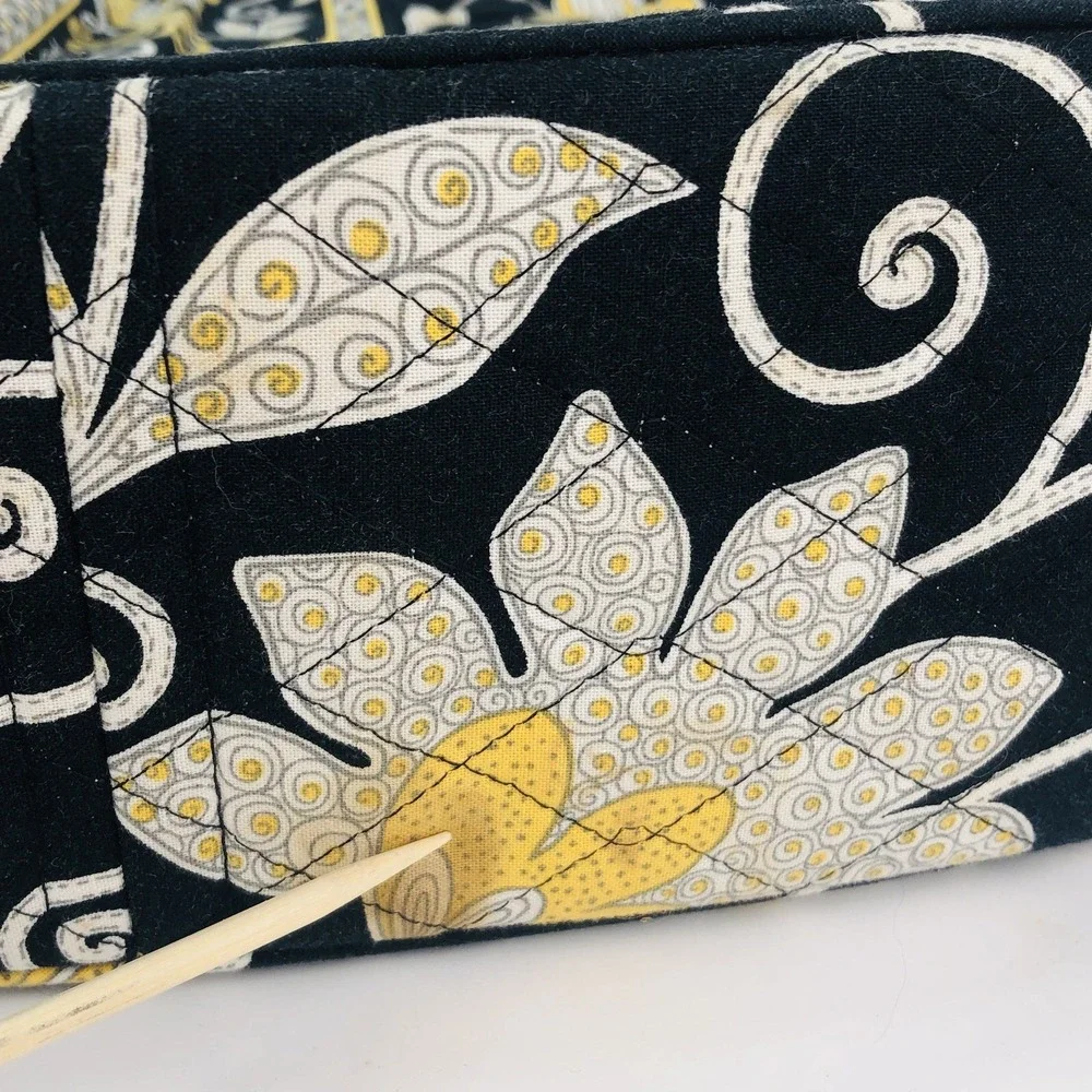 Vera Bradley Messenger Laptop Computer Bag Purse Tote Retired Black Yellow Bird